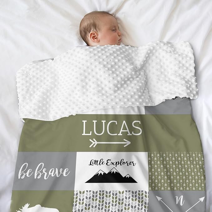 Personalized Name Blankets for Baby, Custom Blankets for Infant Toddler, Babys Gifts for Birthday Gifts for Boys Kids Teen New Mom, Essential Newborn Items, Cypress, 35"x45"
