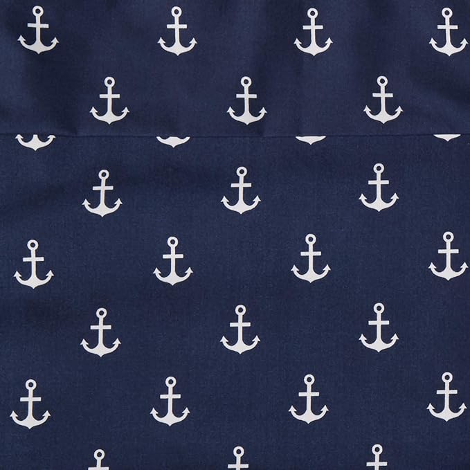 Amazon Basics Kid's Soft Easy-Wash Lightweight Microfiber 3-Piece Sheet Set, Toddler, Navy, White Anchors