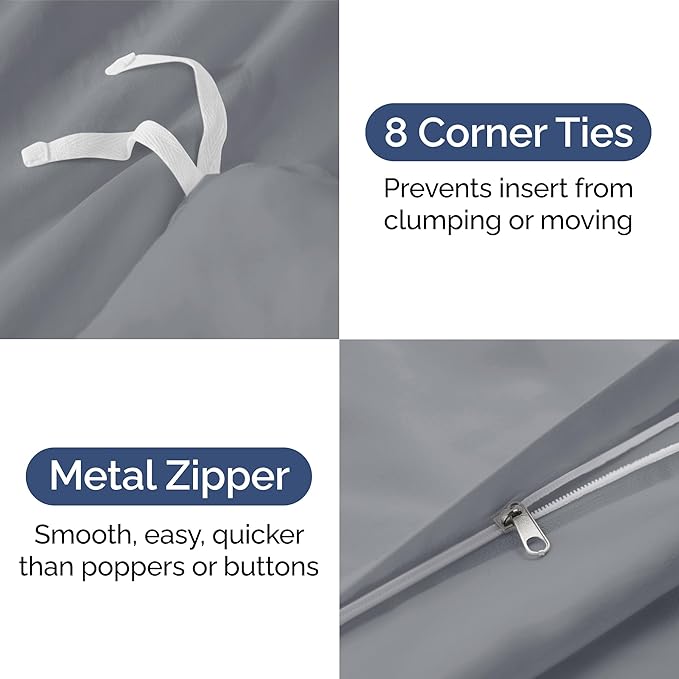 Duvet Cover Cal King Size - Extra Soft Cal King Size Duvet Cover - Lightweight, Breathable & Cozy - Easy Care with Zipper Closures & Ties - 104" x 98" Inches - (Steel Blue) Comforter Not Included