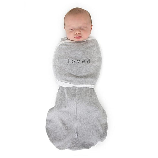 SwaddleDesigns 6-Way Omni Swaddle Sack, Arms Up Swaddle for Newborn, More Options to Calm Startle Reflex, Improves Sleep, 12-18 lbs, Heathered Gray, Loved