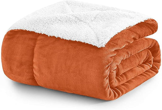 MOONLIGHT20015 Sherpa Throw Blanket - (Rust, 50X60 Inches) Soft and Warm Blankets for Winter Thick, Fluffy and Plush Blanket for Bed, Sofa, Camping and Travel