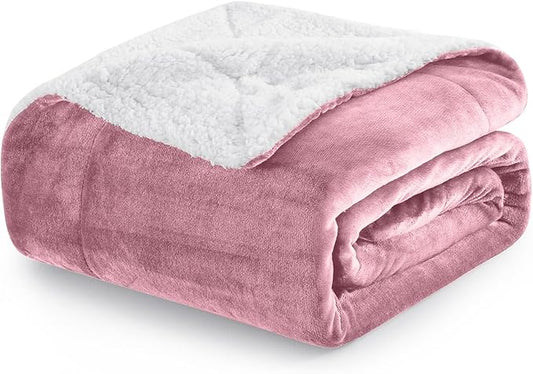MOONLIGHT20015 Sherpa Throw Blanket - (Baby Pink, 50X60 Inches) Soft and Warm Blankets for Winter Thick, Fluffy and Plush Blanket for Bed, Sofa, Camping and Travel