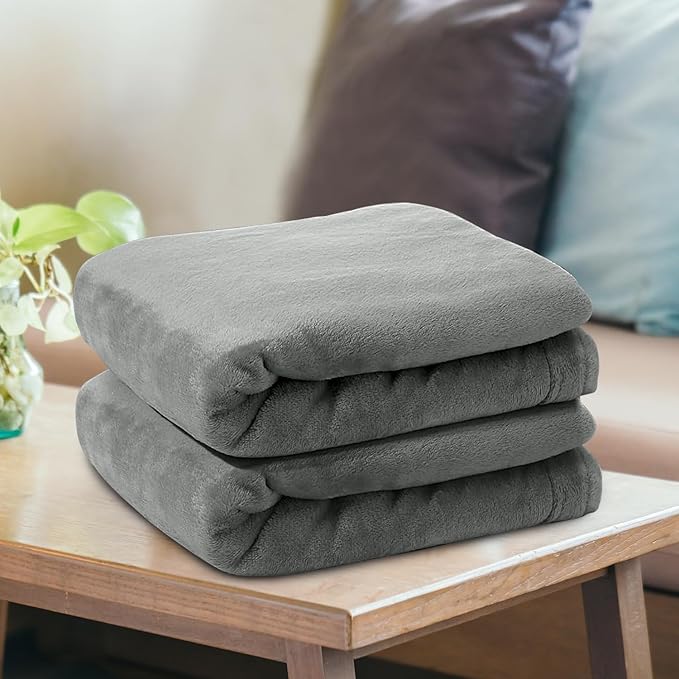 MOONLIGHT20015 8 Pack Fleece Bed Blanket Queen Size 90x90 inches - 400GSM Anti-Static Lightweight Super Soft Fluffy Fuzzy Plush Blankets Cozy Microfiber Blankets for Couch, Bed, Sofa (Queen, Silver)
