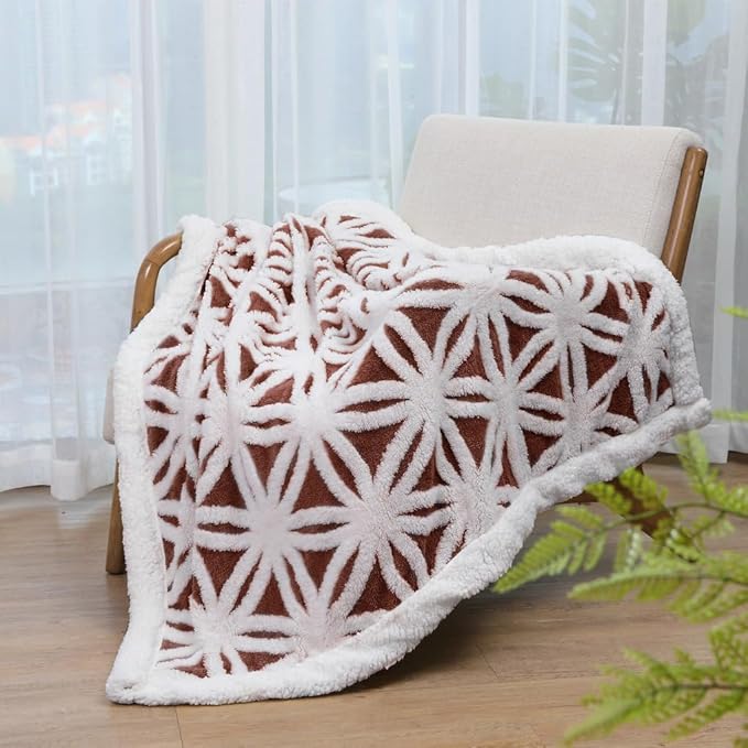 LOMAO Sherpa Fleece Blanket Fuzzy Soft Throw Blanket Cozy Dual Sided Blanket for Couch Sofa Bed (Brown, 51"x63")