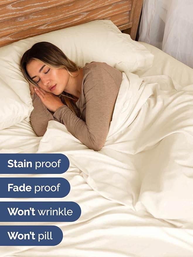 Extra Deep Cal King Sheet Set - 6 Piece Breathable and Cooling Sheets - Hotel Luxury Bedding for Women, Men, Kids & Teens - Easy & Secure Fit - Soft and Wrinkle Free - Extra Deep Pockets - Off White