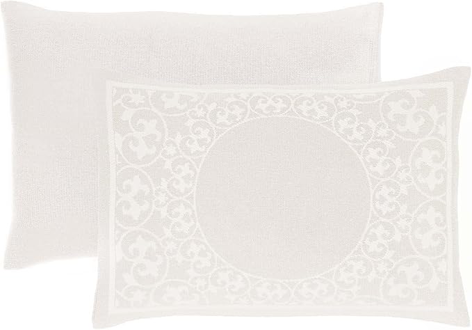 SUPERIOR Cotton Blend Bedspread Set, Includes Oversized Bedspread and 2 Matching Pillow Shams, Light Weight Blanket, Bedding Decor, Jacquard Vintage Floral Mandala, Lyron Collection - Queen, Off White