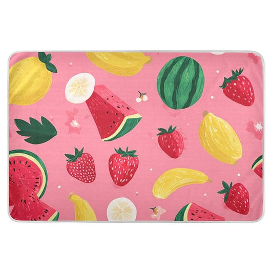 Waterproof Bed Pad Reusable Changing Pad Toddler Mattress Protector Large Pee Pad Baby Diaper Pad Soft Washable Liner Pink Watermelonstrawberry and Banana