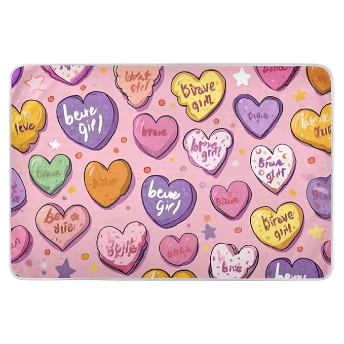 Waterproof Bed Pad Reusable Changing Pad Toddler Mattress Protector Large Pee Pad Baby Diaper Pad Soft Washable Liner Be Brave Girl Hearts Stars Dots