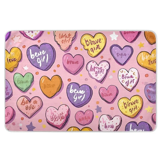 Waterproof Bed Pad Reusable Changing Pad Toddler Mattress Protector Large Pee Pad Baby Diaper Pad Soft Washable Liner Be Brave Girl Hearts Stars Dots