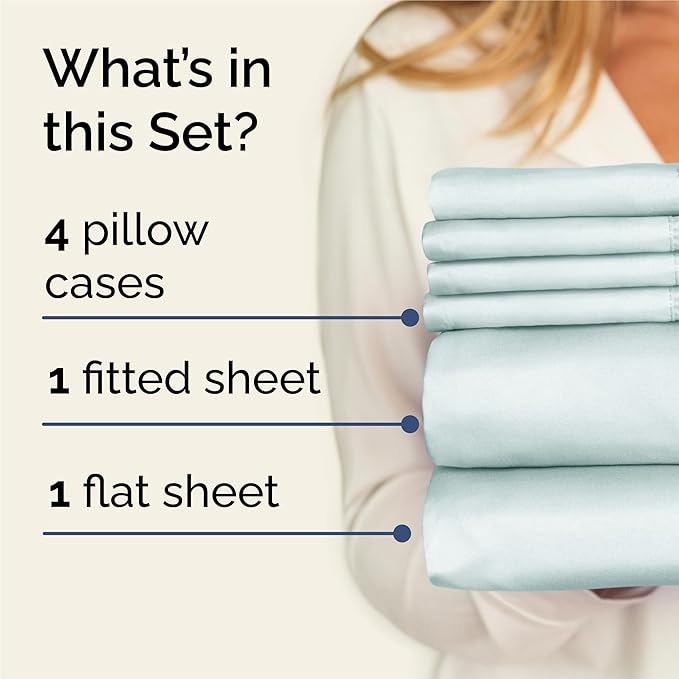 King 6 Piece Sheet Set - Comfy Breathable & Cooling - Ultra Soft Hotel Luxury Bedding Set w/ 8-16 Inch Deep Pockets - 1 Flat & 1 Fitted Sheet & 4 Pillowcases - Wrinkle Free and Easy Care - Ice Blue