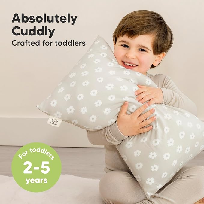 KeaBabies Toddler Pillow with Pillowcase - 13x18 My Little Cuddly Kids Travel Pillows for Sleeping, Nap, Viscose from Bamboo Nursery Pillowcase, Soft & Breathable, Toddler 2-5 Years Old (Meadow)