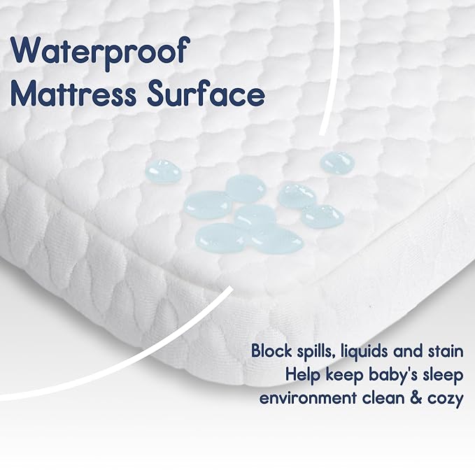 Pro Goleem Pack and Play Mattress (38"x26"), Waterproof Pack n Play Mattress Pad with Carry Bag, Firm Playard Mattress with Soft Cover, for Babies and Toddlers