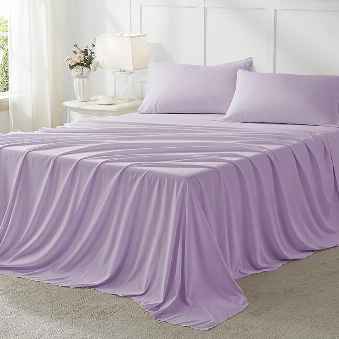 Anluoer Full Comforter Set 7 Piece, Lavender Bed in a Bag with Sheets, Comforters Full Size Bedding Sets with 1 Comforter, 2 Pillow Shams, 2 Pillowcases, 1 Flat Sheet,1 Fitted Sheet