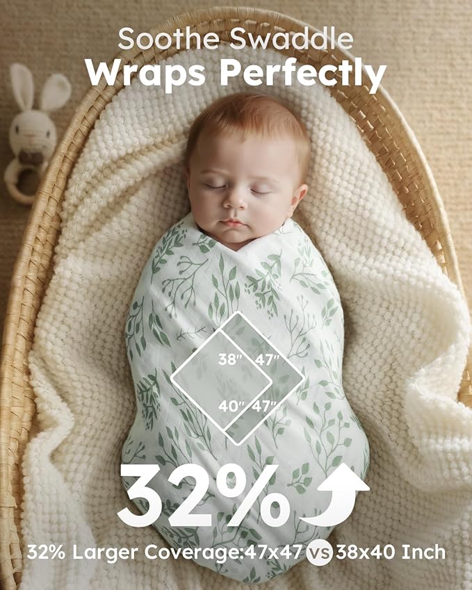Yoofoss Muslin Swaddle Blankets, Organic Baby Blankets, 47 x 47 Inches Receiving Blanket for Baby Boys and Girls, Baby Essentials for Newborns Soft Breathable (Pack of 2)