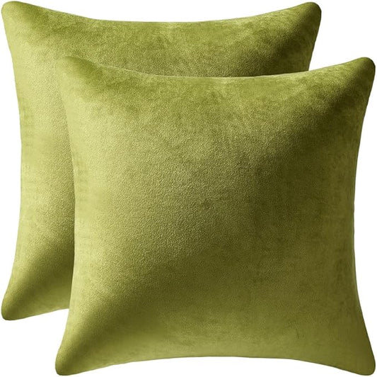 Throw Pillow Covers 18x18 Chartreuse: Pack of 2 Cozy Soft Velvet Square Modern Luxury Decorative Throw Pillow Cases for Sofa Couch Living Room Bed Home Decor