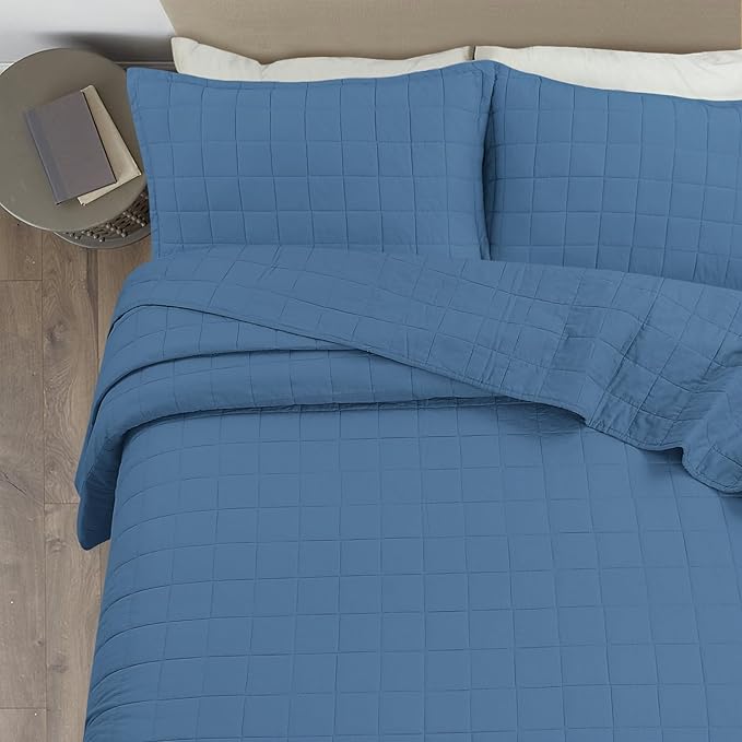 Quilt Bedding Set King Size - Cotton Soft Lightweight Bedspread Quilts Comforter Coverlet Sets Geometric Pattern with 2 Pillow Shams for All Season, 98x106 inches