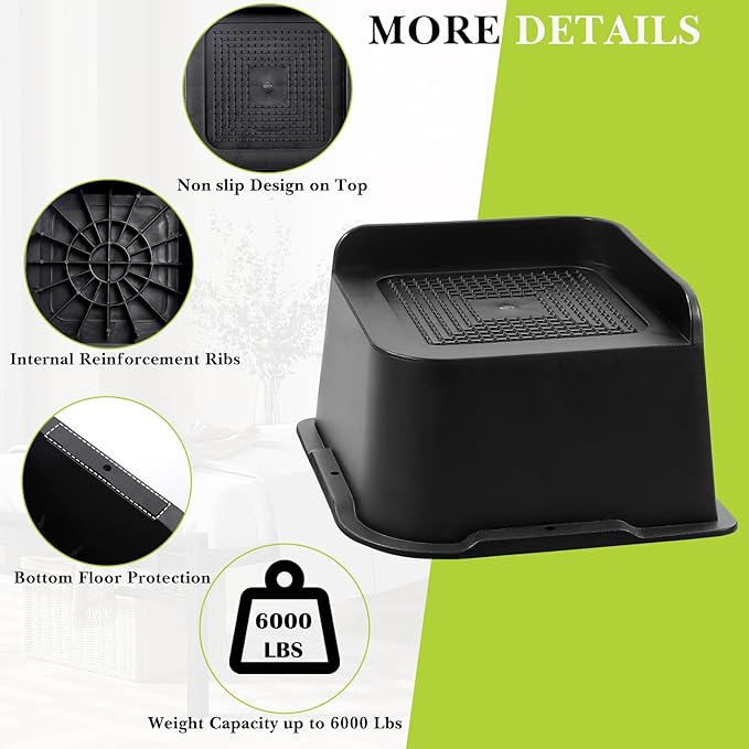 Bed Risers 2 inch, 3 inch, 4 inch, 6 inch, 8 inch Heavy Duty, Oversized Furniture Riser for Couch Sofa Table Chair Leg Frame Dorm, Support up to 6000 Lbs (Black 4 Pack, 3 inch)