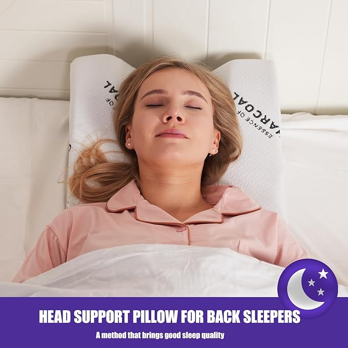 Anti-Roll Back Sleeping Training Pillow - Stable Head & Base of Neck Positioning for Post-Procedure Comfort, Facial Care & Beauty Sleep - Memory Foam Solution (White)