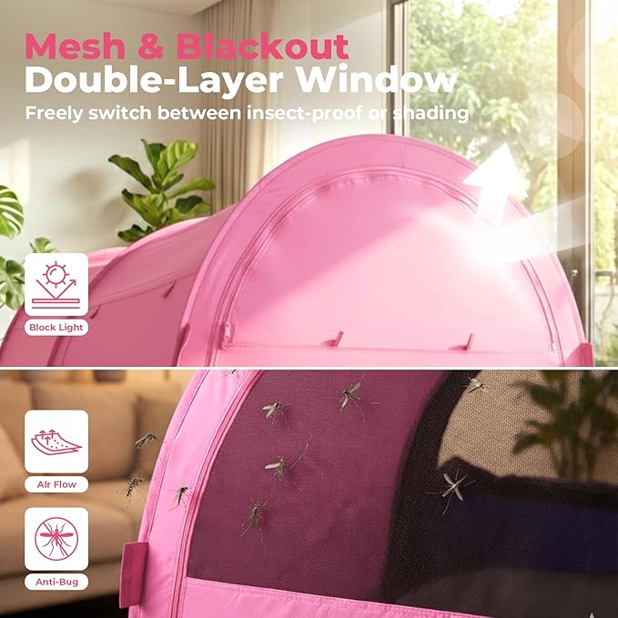 LEEDOR® Bed Tent Dream Tents Bed Canopy Shelter Cabin Indoor Privacy Warm Breathable Pop Up Twin/Full/Queen for Kids and Adult Patent Pending(Mattress Not Included)