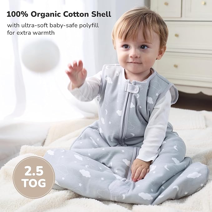 Mama Cheetah Baby Sleep Sack 2.5 TOG, Winter Baby Sleeping Bag with 2-Way Zipper, Organic Cotton Swaddle Transition Wearable Blanket for Boy Girl Infant Toddler, 18-24 Months, 1-Pack