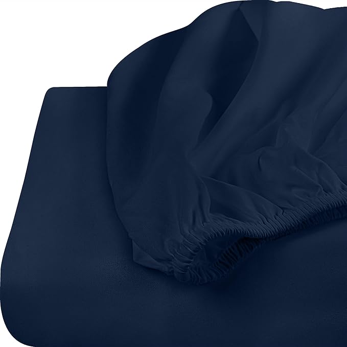 Utopia Bedding Twin Fitted Sheets - Bulk Pack of 2 Bottom Sheets - Soft Brushed Microfiber - Deep Pockets - Shrinkage & Fade Resistant - Easy Care (Twin, Navy)