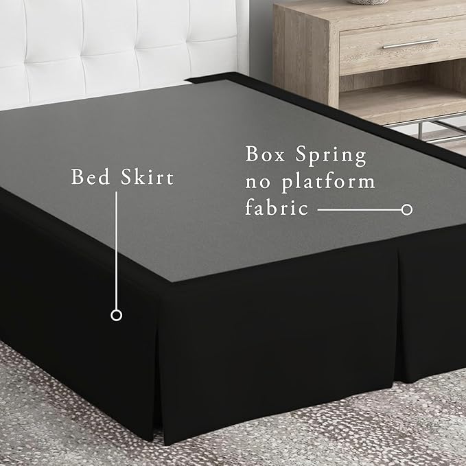 Bed Maker’s Never Lift Your Mattress Bed Skirt, Designed for Box Spring Beds, Split Corners, 14 Inch Drop Length, Queen, Black