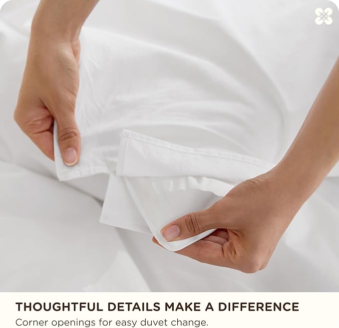 Bedsure Cotton Duvet Cover Queen Size - Luxury Slub Weave 100% Cotton Duvet Cover with a Linen Like Textured, Easy Change Durable Bedding, Bright White, 90" x 90"