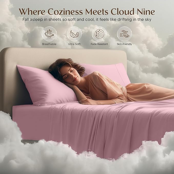 Utopia Bedding Queen Size Sheet Set – 4 Piece Bed Sheets, Soft and Breathable Microfiber, Includes 1 Fitted Sheet, 1 Flat Sheet and 2 Pillowcases – Oeko Tex (Crystal Pink)