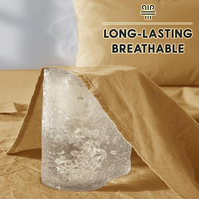 SONORO KATE 100% French Pure Linen Sheets, Breathable and Durable Linen King Size Sheets, Anti-Tear Linen Bed Sheets, Machine Washable, 16 Inch Deep Pocket - 4 Piece (Rust, King)