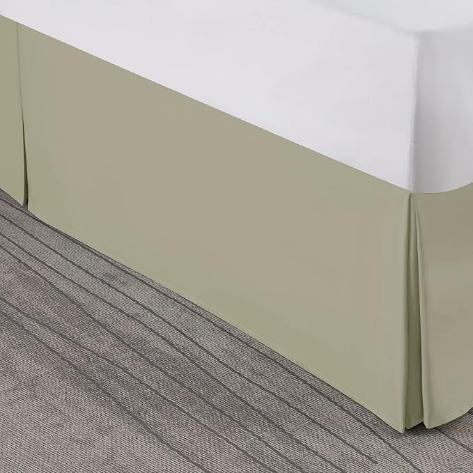 Nestl Green Bed Skirt King Size - King Bed Skirt 14 Inch Drop - Brushed Microfiber Bed Skirts - Hotel Quality Pleated Bed Skirt - Shrinkage & Fade Resistant