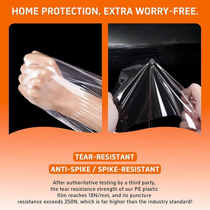 Gooo&Ma 6Mil Thicken Mattress Bag for Moving, Waterproof Zippered Mattress Cover for Storage, Reusable Plastic Encasement, Tear Proof Dust Proof Protection（King、Orange）