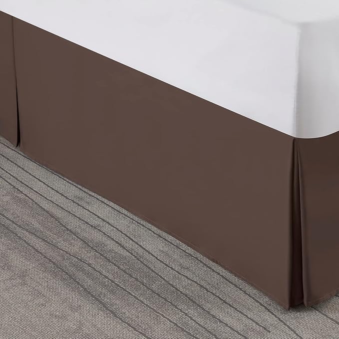Nestl Dark Brown Full Bed Skirt - Full Size Bed Skirt 14 Inch Drop - Brushed Microfiber Bed Skirts - Hotel Quality Pleated Bed Skirt - Shrinkage & Fade Resistant