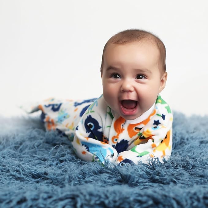 SleepingBaby Zipadee-Zip Transition Swaddle - Cozy Fleece Wearable Blanket with Two-Way Zipper for Baby Sleep - Monster Madness, Medium (6-12 Month)