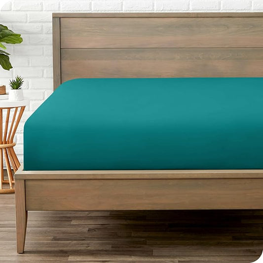 Bare Home Fitted Bottom Sheet King Size - Premium 1800 Microfiber - Ultra-Soft Hotel Luxury - Deep Pocket - Durable and Long Lasting - Fitted Sheet (King, Emerald)