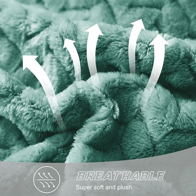 Exclusivo Mezcla Fleece King Size Blanket for Bed, 90x104 Inches Soft Cozy Jacquard Flannel Blankets, Lightweight Fuzzy Plush Warm for Women, Celadon