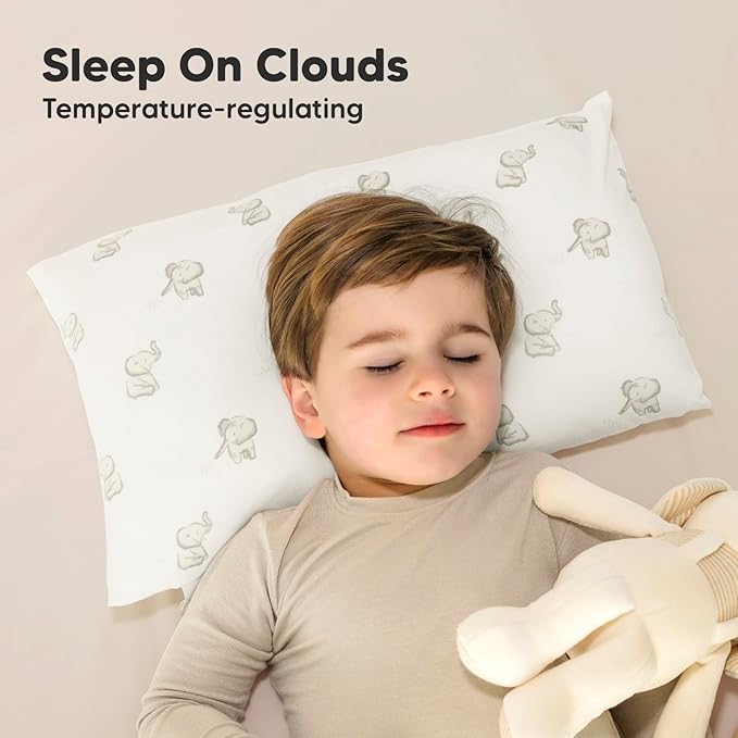 KeaBabies Toddler Pillow with Pillowcase - 13x18 My Little Cuddly Kids Travel Pillows for Sleeping, Nap, Viscose from Bamboo Nursery Pillowcase, Soft & Breathable, Toddler 2-5 Years Old (Elly)