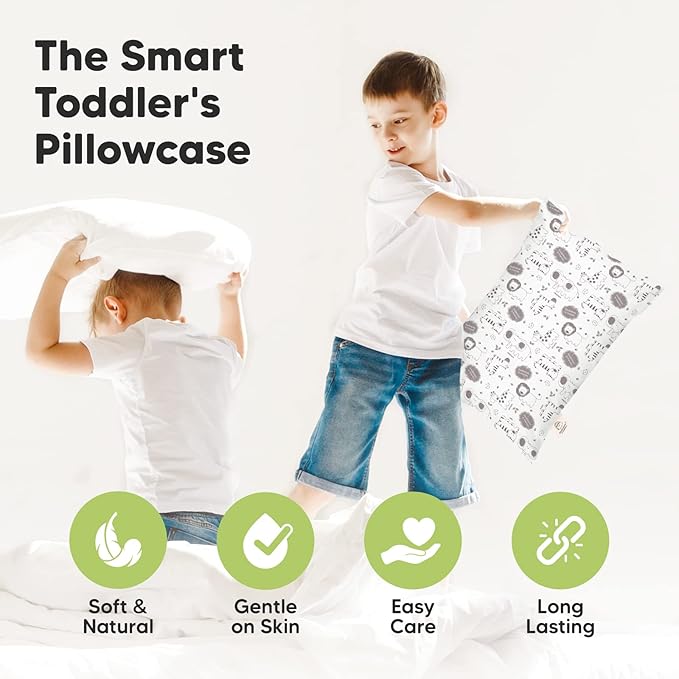 KeaBabies Toddler Pillowcase 13"x18" - Organic Cotton Toddler Pillowcase for Kids, Boys, Girls, Soft & Durable Cotton Cover for Miniature Sleepy Pillows, Cute Colors, Pillow Sold Separately(KeaSafari)