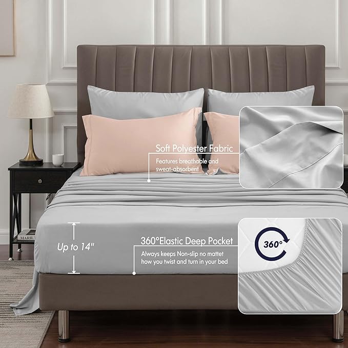 BEDELITE Twin XL Comforter Set 5 Pieces Bed in A Bag - Soft Microfiber Reversible Twin Extra Long Dusty Pink Bed Set with Comforters, Sheets, Pillowcase & Sham, Cozy Bedding Sets for College Dorm Room