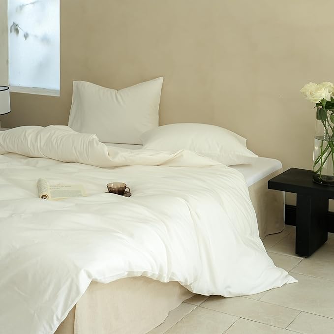 Simple&Opulence French Linen Bed Skirt with Classic 14 inch Drop Dust Ruffle, Tailored Draped Premium Natural Flax Cotton Blend Basic Dust Easy Fit Breathable Farmhouse Bedding (King, Basic Linen)
