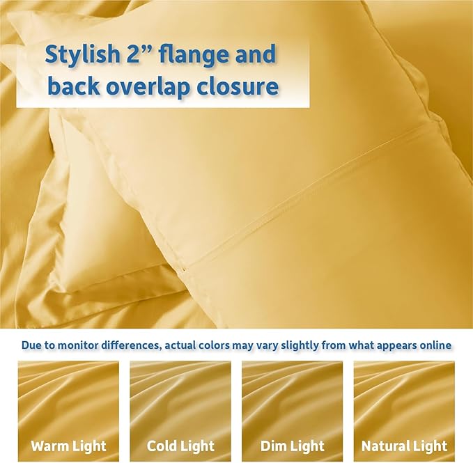 Nestl Queen Duvet Cover Set with Comforter Insert - Yellow 4 Piece 90x90 Duvet Cover & 2 Pillow Shams with White Quilted Down Alternative Comforter, Ultra Soft, All Season
