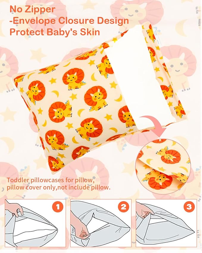 ALVABABY Toddler Pillowcase Stretchy Soft Kids Pillow Cover Fit 13"x 18" or 12"x16" Envelope for Girl Boy Sleepy Travel 2 Pack 2TPE49A