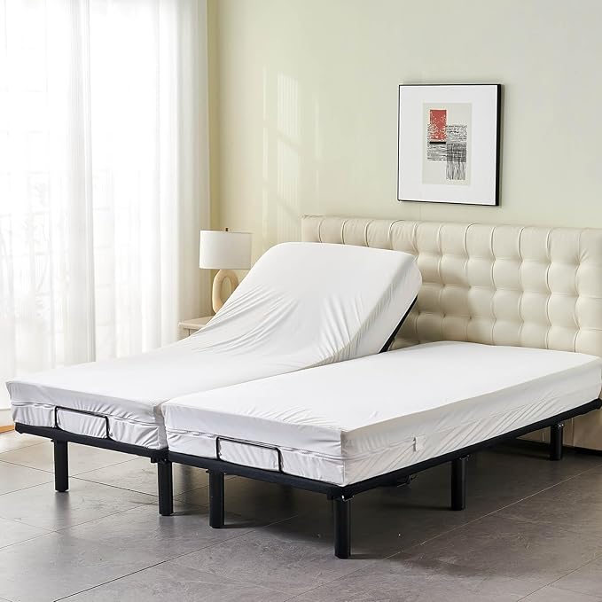 Zippered Split King Mattress Protector for Adjustable Beds 100% Waterproof 6-Sided Mattress Encasement Full Coverage Complete Cover