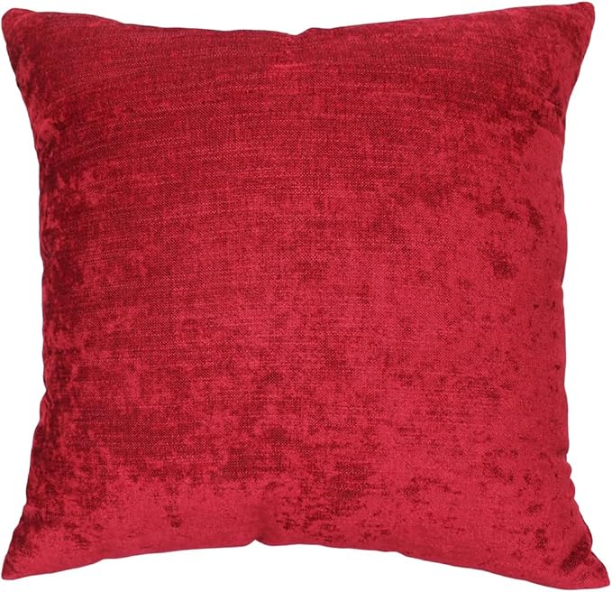 AMBERIS 2 Pillowcases (45×45cm)(Without Insert) Red, Chenille Soft No Fading Modern 2 Pillowcases (Without Insert)
