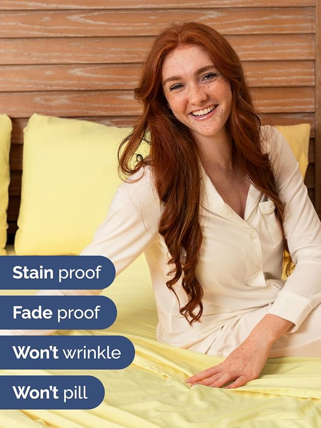 Extra Deep Full Sheet Set - 6 Piece Breathable and Cooling Sheets - Hotel Luxury Bedding for Women, Men, Kids & Teens - Easy & Secure Fit - Soft, Wrinkle Free and Comfy - Extra Deep Pockets - Yellow