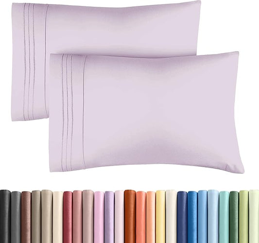 Queen Pillow Cases Set of 2 - Ultra Soft Hotel Quality Pillowcase Covers - Comfy, Cozy & Wrinkle Free - Shrinkage and Fade Resistant - Machine Washable Pillow Protectors - 2 Piece Set - Light Lavender