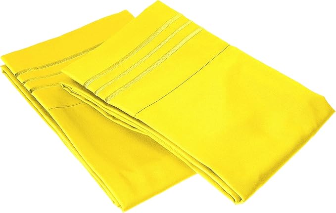Elegant Comfort Wrinkle & Fade Resistant 1500 Premium Hotel Quality Microfiber Ultra Soft Luxurious 2-Piece Pillowcases, Standard Size, Yellow