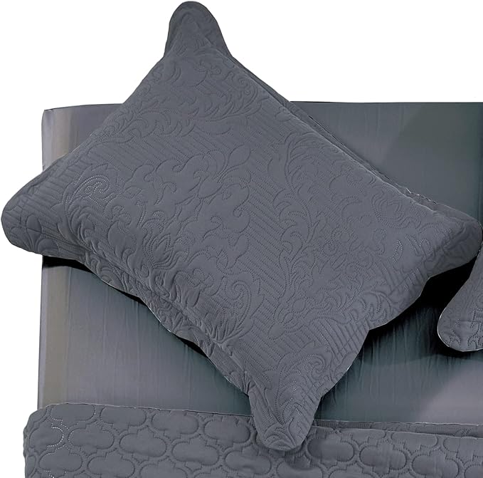 CHIXIN Microfiber Standard Pillow Shams Set of 2 - Decorative Pillow Covers - Dark Grey - Size (20" x 26")