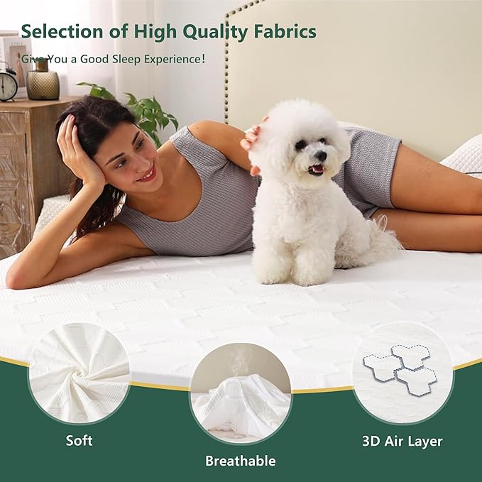 Queen Size Waterproof Mattress Protector, 40% Rayon Derived from Bamboo Cooling Mattress Pad Cover, 3D Air Fabric Breathable Mattress Pad Fitted with Deep Pocket 6"- 15" Machine Washable