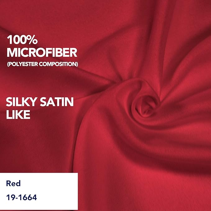 PureFit Wrap Around Ruffled Bed Skirt with Adjustable Elastic Belt - 14 Inch Drop Easy to Put On, Wrinkle Free Bedskirt Dust Ruffles, Bed Frame Cover for Twin, Twin XL and Full Size Beds, Red