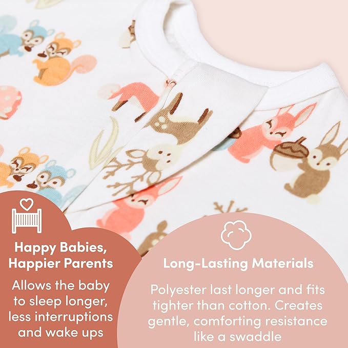 SleepingBaby Zipadee-Zip Transition Swaddle (Woodlands, Small for 4-8 Months) and Snuggle Strap (Grey, One Size) - Wearable Baby Blanket and Accessory for Easy Diaper Changes - Polyester, Spandex